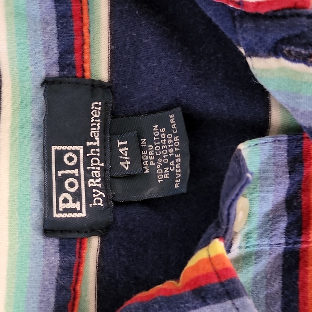 VINTAGE POLO RALPH LAUREN Rainbow Striped Polo Shirt Boys 4T Retro Stripes - Picture 4 of 10